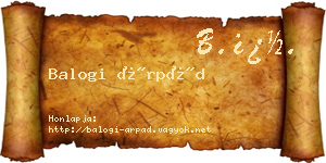 Balogi Árpád névjegykártya