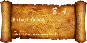 Balogi Árpád névjegykártya
