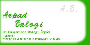arpad balogi business card